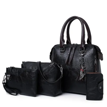 Elegant leather handbag - 4 pieces setSets