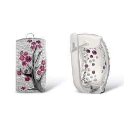 Rose flowers - luxury earrings with cubic zirconiaOorbellen