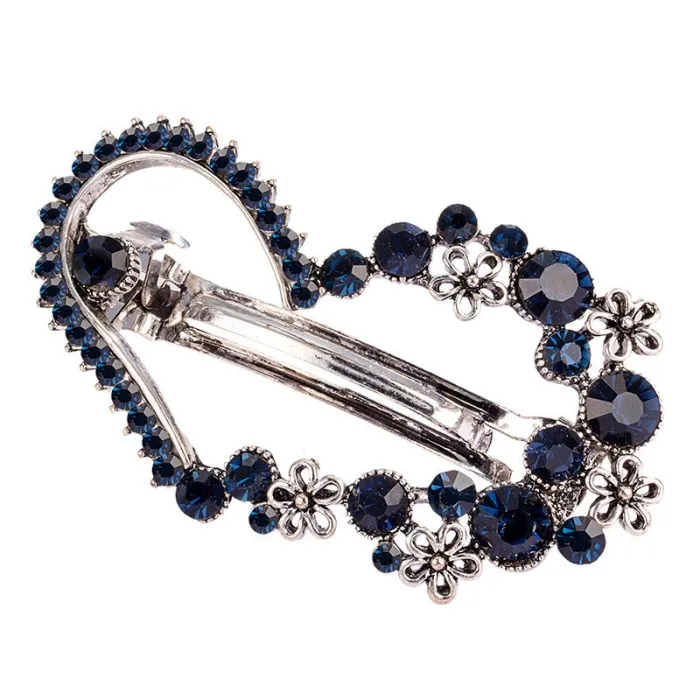 Fleur en forme de coeur cristal - épingle à cheveux