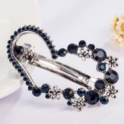 Fleur en forme de coeur cristal - épingle à cheveux