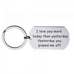 Love You More Today Than Yesterday - stainless steel keyringSleutelhangers