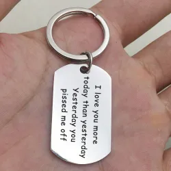 Love You More Today Than Yesterday - stainless steel keyringKeyrings