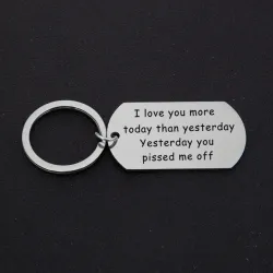 Love You More Today Than Yesterday - stainless steel keyringKeyrings