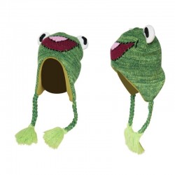 Little frog - children's warm hat with ear flaps & tasselsPetjes & mutsjes
