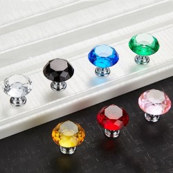 Poignées de meubles avec vis - boutons en cristal - 30mm - 5 pièces